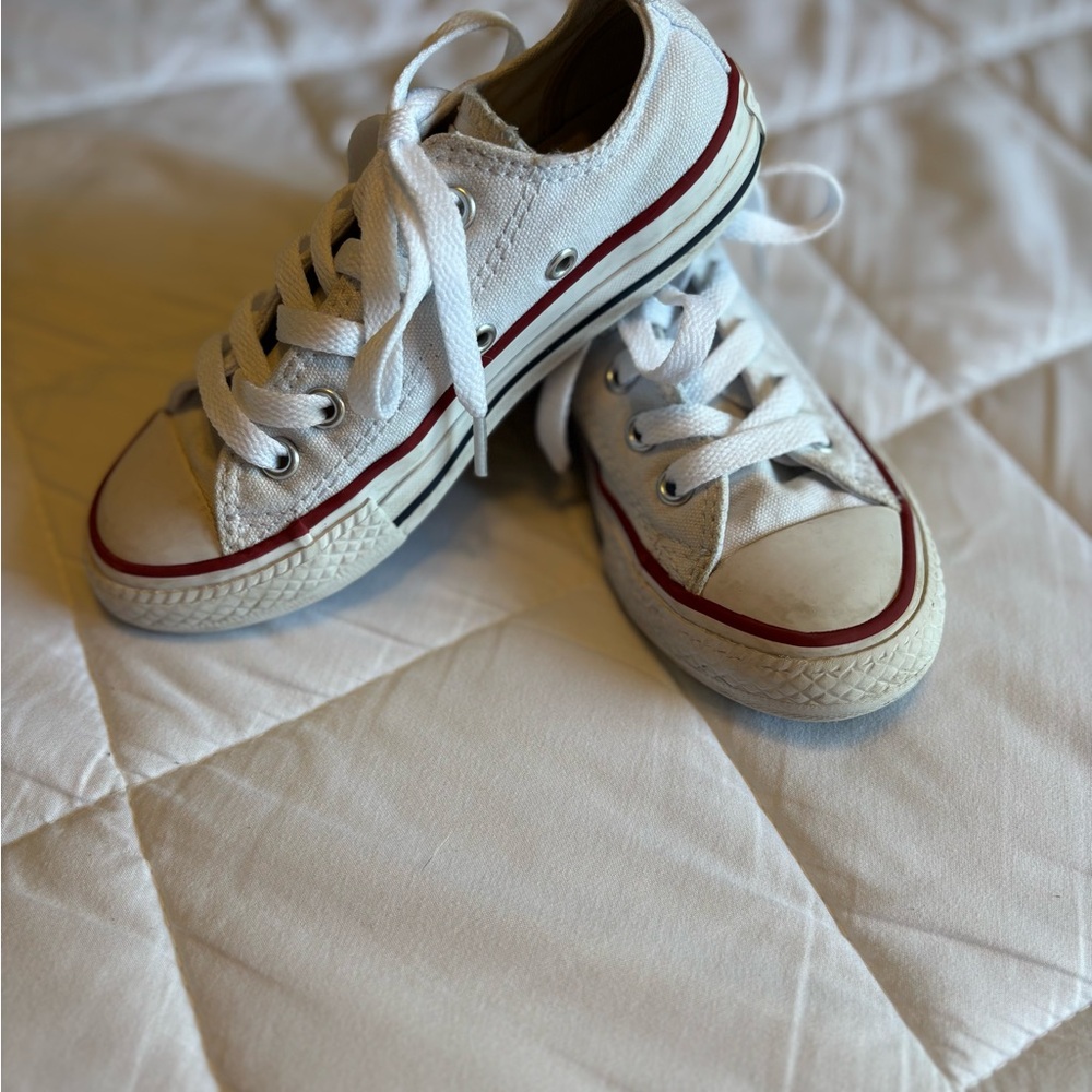 Converse White Kids Sneakers with Red Accents
